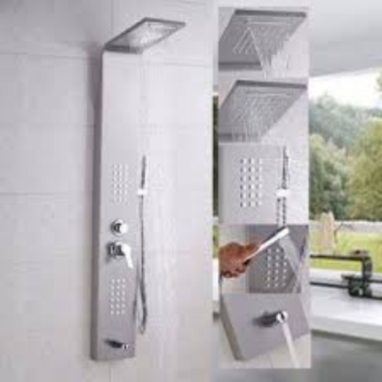 Wall-Mounted Shower Panel with Body Jets